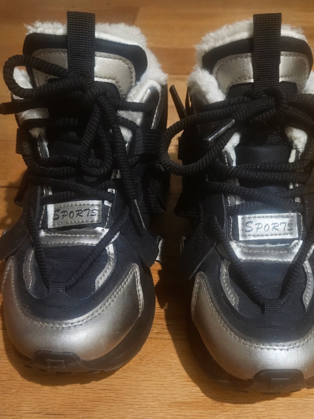 Kids Black and Silver Winter Sneakers -